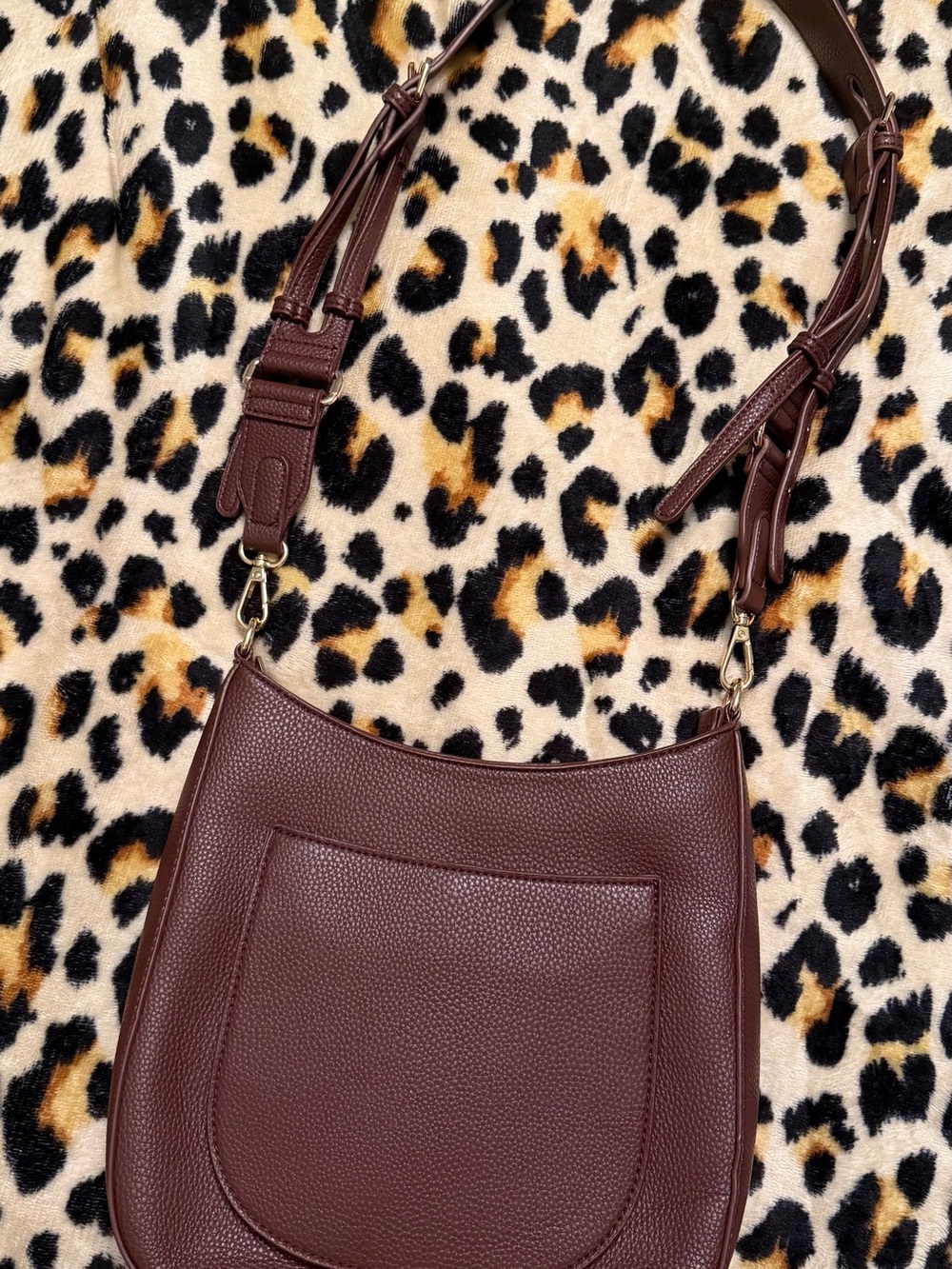 Madison West Pebbled Leather Shoulder Bag - Dark Brown